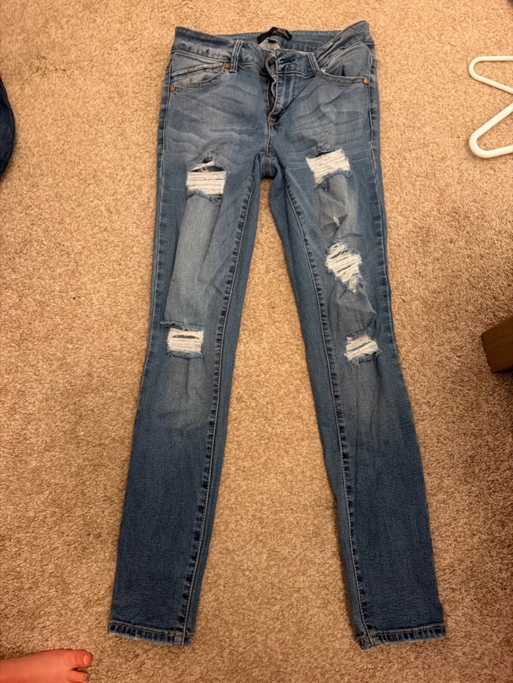 1822 Denim Women's Distressed Light Blue Skinny Jeans
